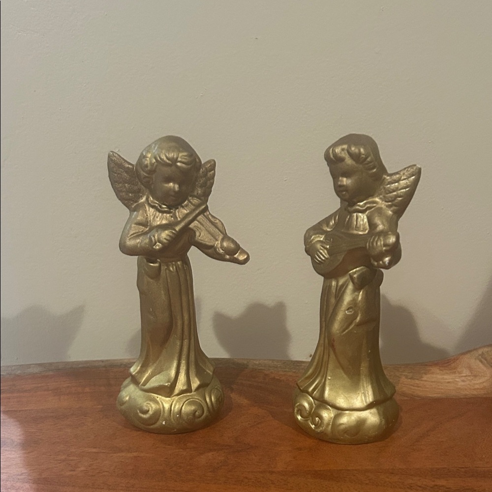 Elegant Gold Angel Figurine Pair